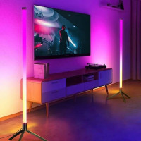 Торшер кутовий LED RGB із підсвічуванням, світломузикою та пультом керування  сучасна підлогова лампа з пластику