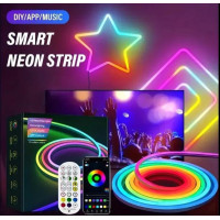 Розумна гнучка LED Neon RGB 2 м USB  неонова лента-шланг з управлінням кольорами та режимами через Bluetooth-додаток і пульт