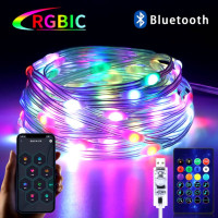 Світлодіодна RGB стрічка 3939 USB 10 м 100 LED  керування через додаток TOPA і пульт, 47 режимів світіння, водозахист IP65