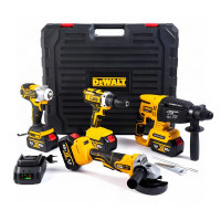 Набір 4в1 DeWalt 48V шуруповерт DCD900B, перфоратор, болгарка DCG413, гайковерт DCF893F акумуляторний комплект з 2 АКБ 6.0 Ah