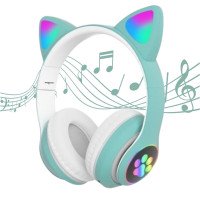 Навушники з вушками бездротові Cat Ear (зелені)