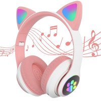 Навушники з вушками бездротові Cat Ear (рожеві)